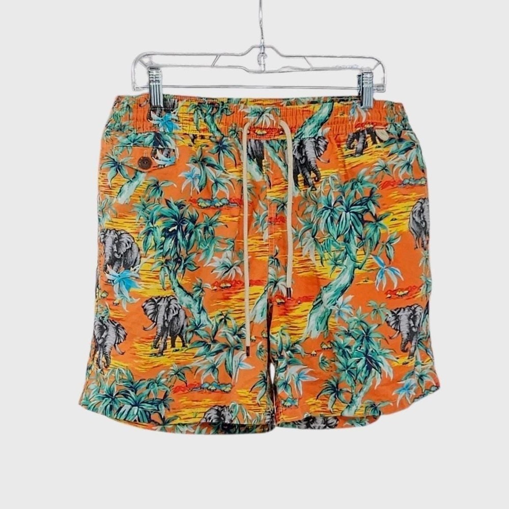 Vintage Polo Ralph Lauren Swim Trunks XL‎  Elephant Tropical All Over Print